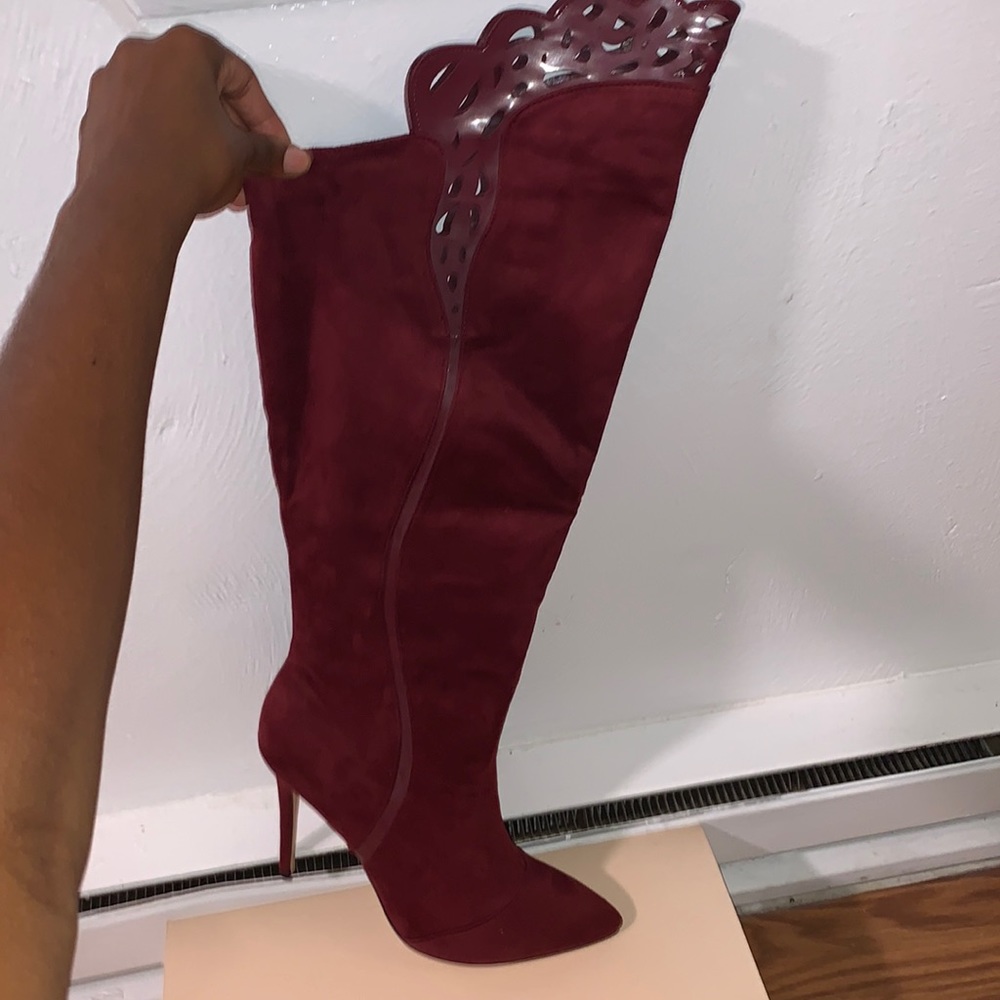 Burgundy Knee High Boots